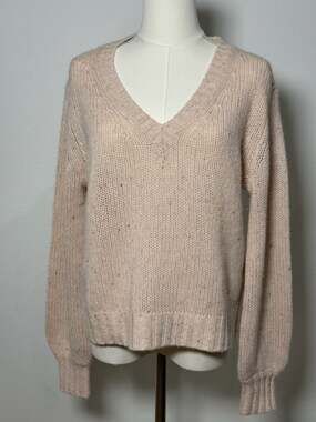 Naked Cashmere 100% Cashmere V-Neck Speckled Donegal Knit Sweater Size M